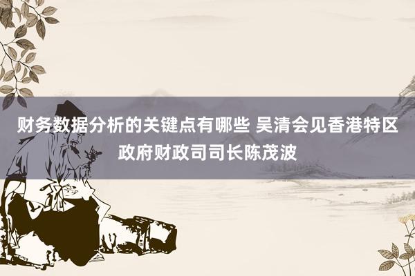 财务数据分析的关键点有哪些 吴清会见香港特区政府财政司司长陈茂波