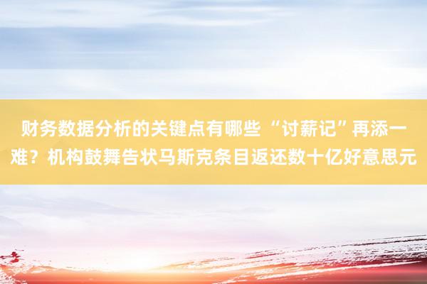 财务数据分析的关键点有哪些 “讨薪记”再添一难？机构鼓舞告状马斯克条目返还数十亿好意思元