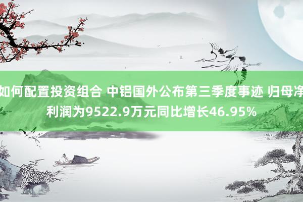 如何配置投资组合 中铝国外公布第三季度事迹 归母净利润为9522.9万元同比增长46.95%