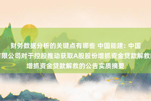 财务数据分析的关键点有哪些 中国能建: 中国动力配置股份有限公司对于控股推动获取A股股份增抓资金贷款解救的公告实质摘要