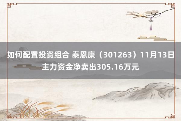 如何配置投资组合 泰恩康（301263）11月13日主力资金净卖出305.16万元