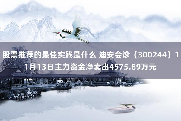 股票推荐的最佳实践是什么 迪安会诊（300244）11月13日主力资金净卖出4575.89万元