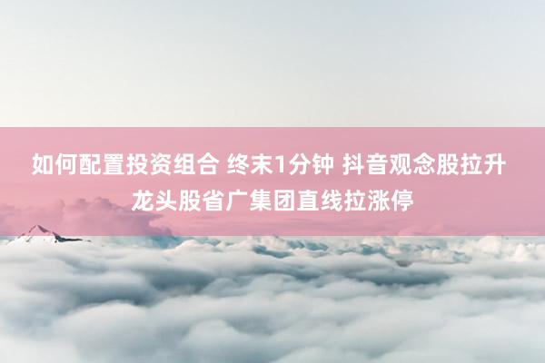 如何配置投资组合 终末1分钟 抖音观念股拉升 龙头股省广集团直线拉涨停