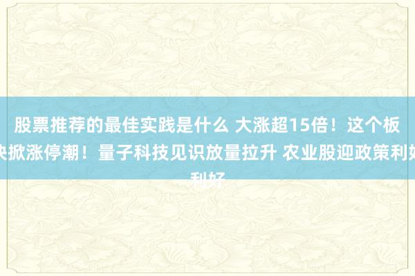 股票推荐的最佳实践是什么 大涨超15倍！这个板块掀涨停潮！量子科技见识放量拉升 农业股迎政策利好