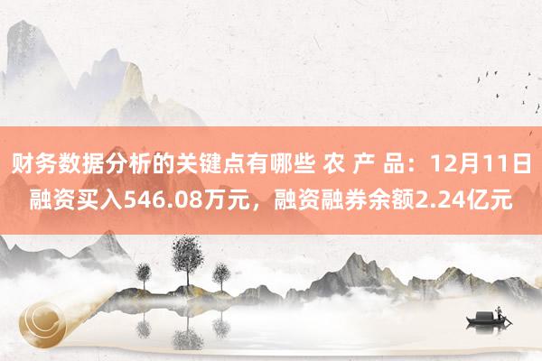 财务数据分析的关键点有哪些 农 产 品：12月11日融资买入546.08万元，融资融券余额2.24亿元