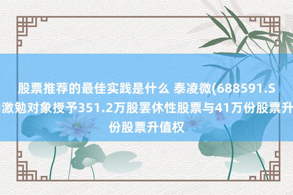 股票推荐的最佳实践是什么 泰凌微(688591.SH)向激勉对象授予351.2万股罢休性股票与41万份股票升值权