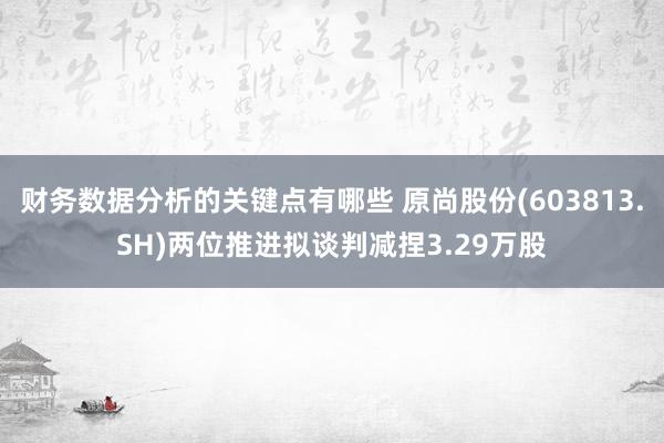 财务数据分析的关键点有哪些 原尚股份(603813.SH)两位推进拟谈判减捏3.29万股