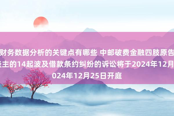 财务数据分析的关键点有哪些 中邮破费金融四肢原告/上诉东谈主的14起波及借款条约纠纷的诉讼将于2024年12月25日开庭