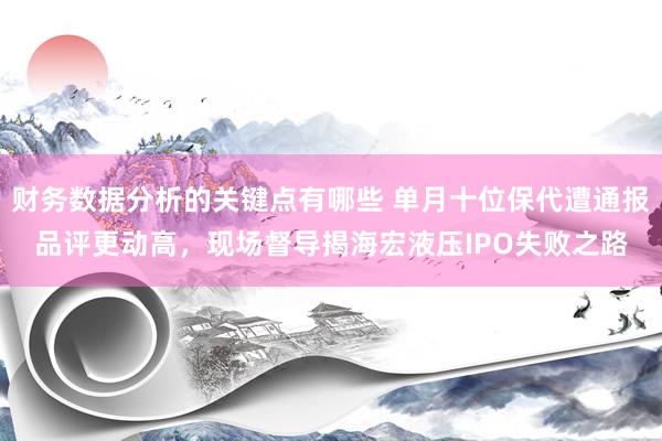 财务数据分析的关键点有哪些 单月十位保代遭通报品评更动高，现场督导揭海宏液压IPO失败之路