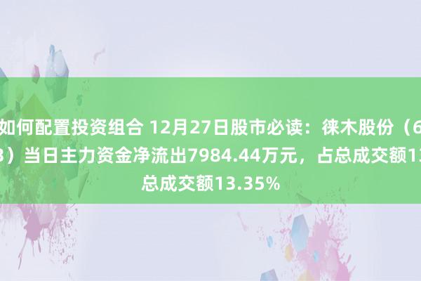 如何配置投资组合 12月27日股市必读：徕木股份（603633）当日主力资金净流出7984.44万元，占总成交额13.35%