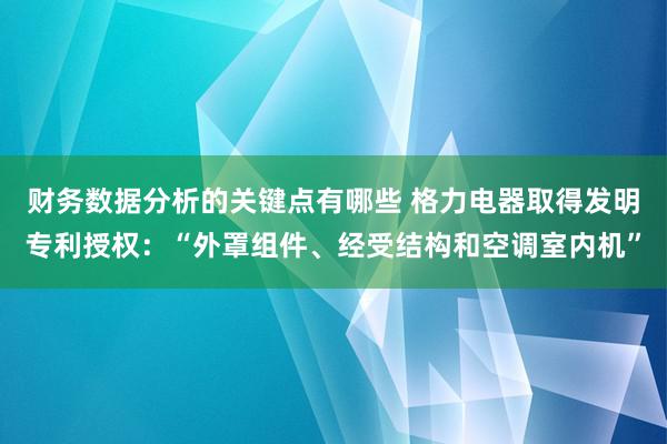 财务数据分析的关键点有哪些 格力电器取得发明专利授权：“外罩组件、经受结构和空调室内机”