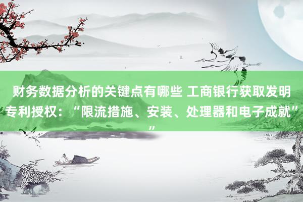 财务数据分析的关键点有哪些 工商银行获取发明专利授权：“限流措施、安装、处理器和电子成就”