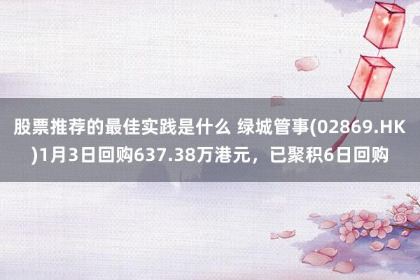 股票推荐的最佳实践是什么 绿城管事(02869.HK)1月3日回购637.38万港元，已聚积6日回购