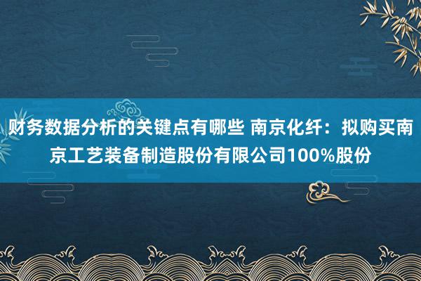 财务数据分析的关键点有哪些 南京化纤：拟购买南京工艺装备制造股份有限公司100%股份