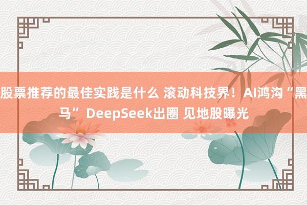 股票推荐的最佳实践是什么 滚动科技界！AI鸿沟“黑马” DeepSeek出圈 见地股曝光