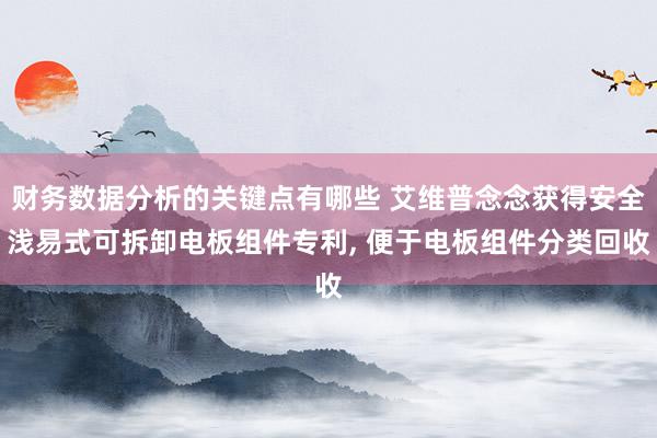 财务数据分析的关键点有哪些 艾维普念念获得安全浅易式可拆卸电板组件专利, 便于电板组件分类回收