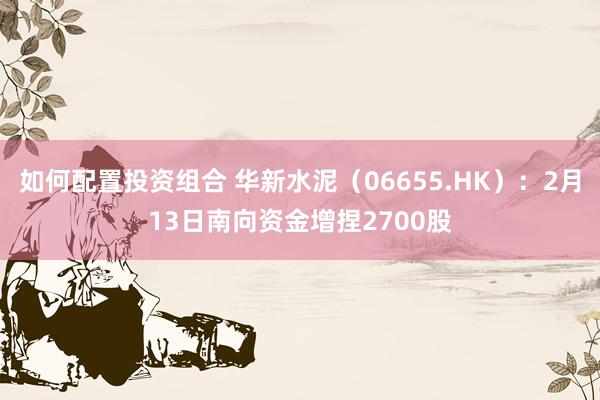 如何配置投资组合 华新水泥（06655.HK）：2月13日南向资金增捏2700股