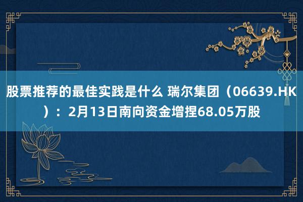 股票推荐的最佳实践是什么 瑞尔集团（06639.HK）：2月13日南向资金增捏68.05万股