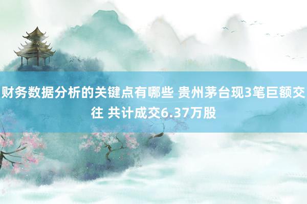 财务数据分析的关键点有哪些 贵州茅台现3笔巨额交往 共计成交6.37万股