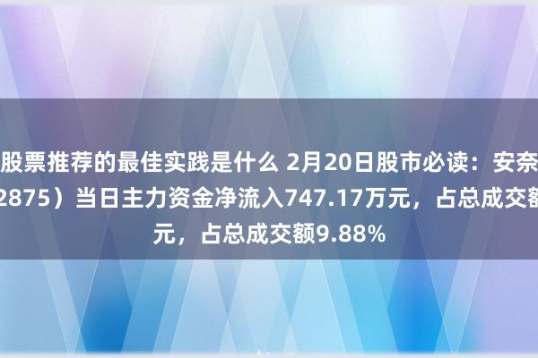 股票推荐的最佳实践是什么 2月20日股市必读：安奈儿（002875）当日主力资金净流入747.17万元，占总成交额9.88%