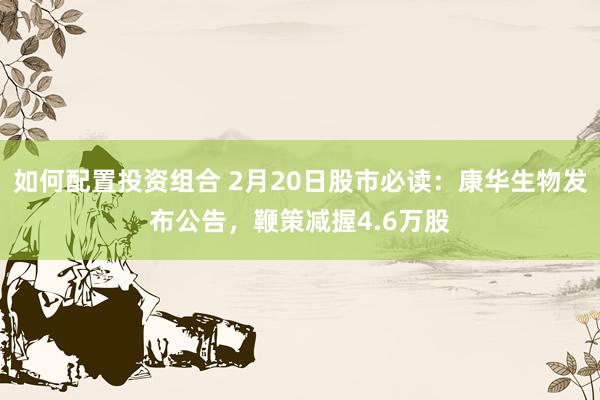 如何配置投资组合 2月20日股市必读：康华生物发布公告，鞭策减握4.6万股