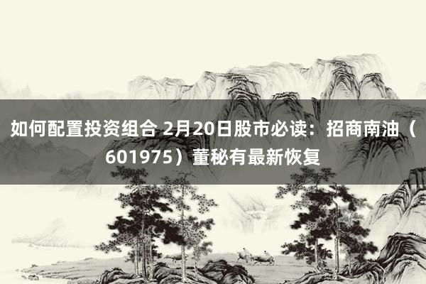 如何配置投资组合 2月20日股市必读：招商南油（601975）董秘有最新恢复