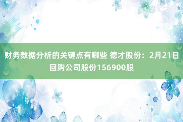 财务数据分析的关键点有哪些 德才股份：2月21日回购公司股份156900股