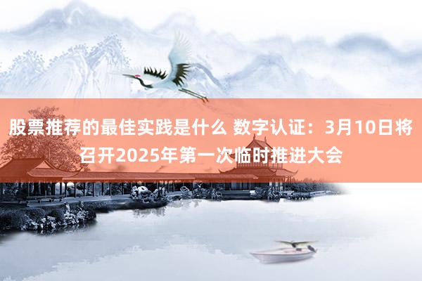 股票推荐的最佳实践是什么 数字认证：3月10日将召开2025年第一次临时推进大会