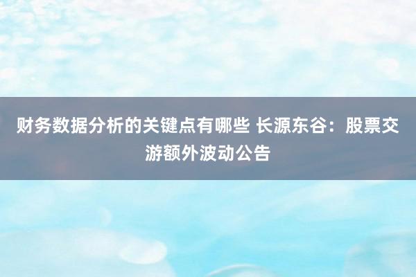 财务数据分析的关键点有哪些 长源东谷：股票交游额外波动公告