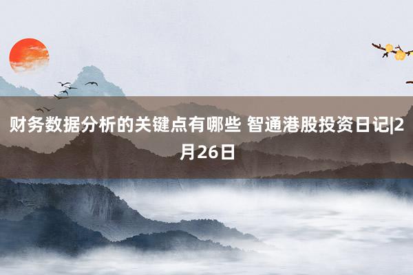 财务数据分析的关键点有哪些 智通港股投资日记|2月26日