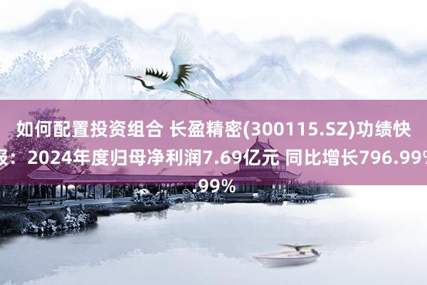 如何配置投资组合 长盈精密(300115.SZ)功绩快报：2024年度归母净利润7.69亿元 同比增长796.99%