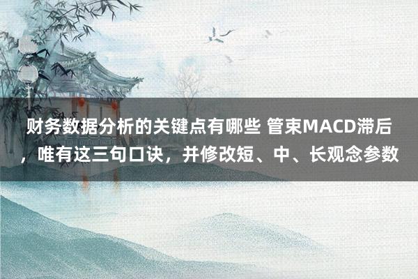 财务数据分析的关键点有哪些 管束MACD滞后，唯有这三句口诀，并修改短、中、长观念参数