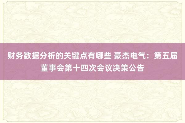 财务数据分析的关键点有哪些 豪杰电气：第五届董事会第十四次会议决策公告