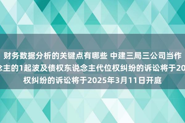 财务数据分析的关键点有哪些 中建三局三公司当作被告/被上诉东说念主的1起波及债权东说念主代位权纠纷的诉讼将于2025年3月11日开庭